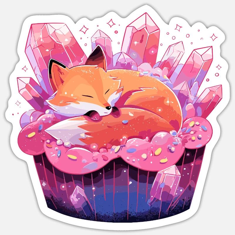Sleeping fox in crystal cake Sticker size S (10 x 10 cm)