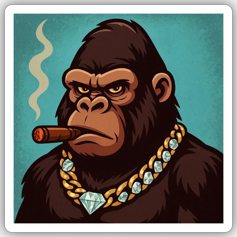 Cigar monkey Sticker size S (10 x 10 cm)