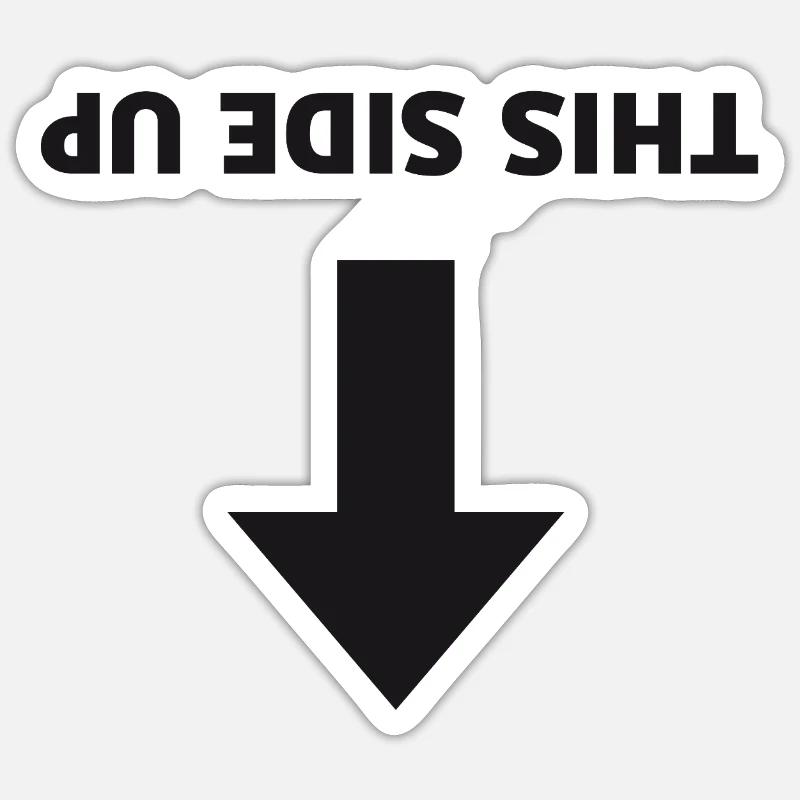This Side Up - Inverted Arrow - Sticker size S (10 x 10 cm) - white matte