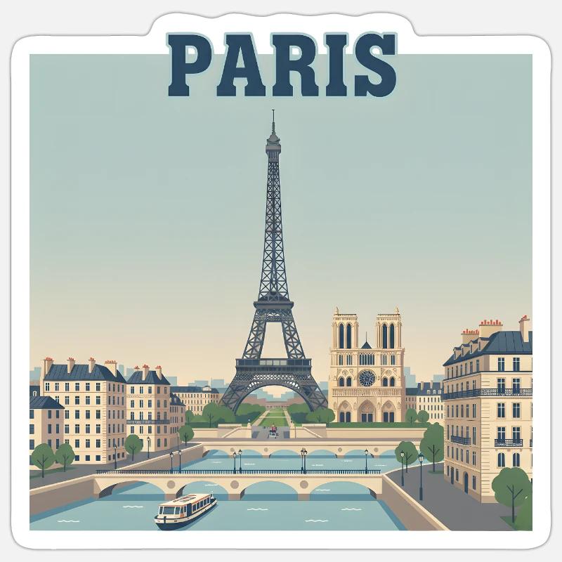 Imprimé Eiffel de la Skyline de Paris Sticker taille S (10 x 10 cm)