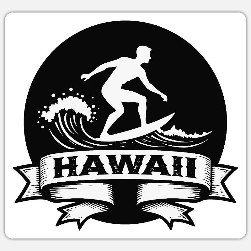 Surfer Hawaii Wave Banner - Sticker size S (10 x 10 cm) - white matte