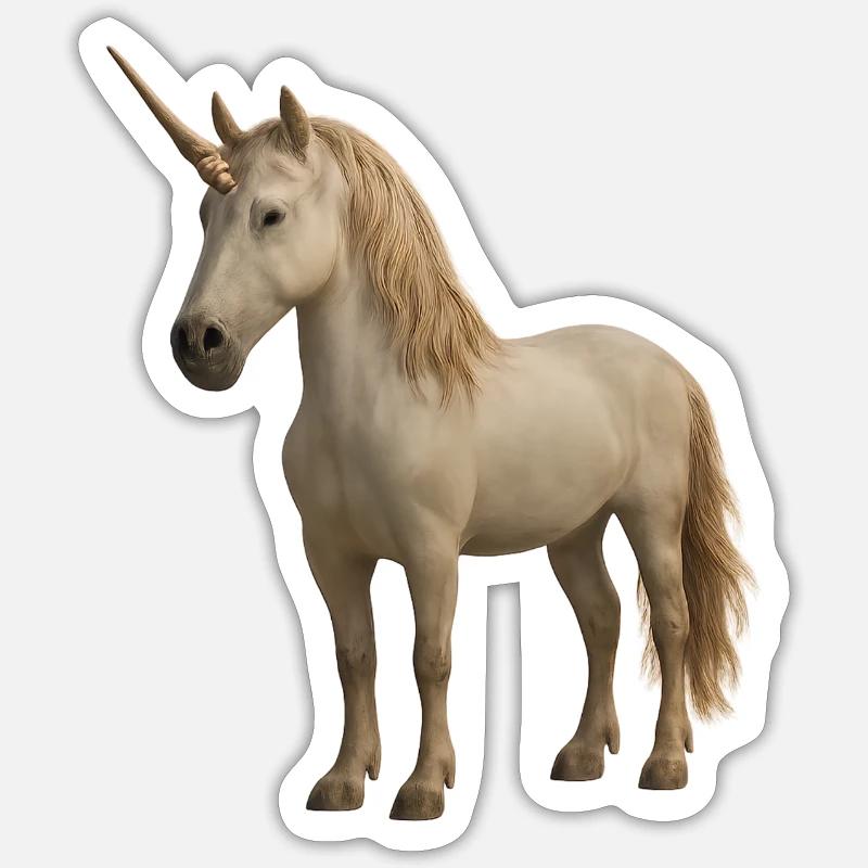 Creme Einhorn - Sticker Größe S (10 x 10 cm) - Mattweiß
