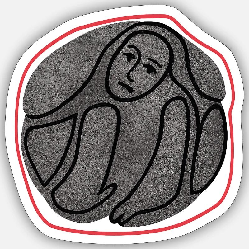 Melancholic creature in a circle - Sticker size S (10 x 10 cm) - white matte