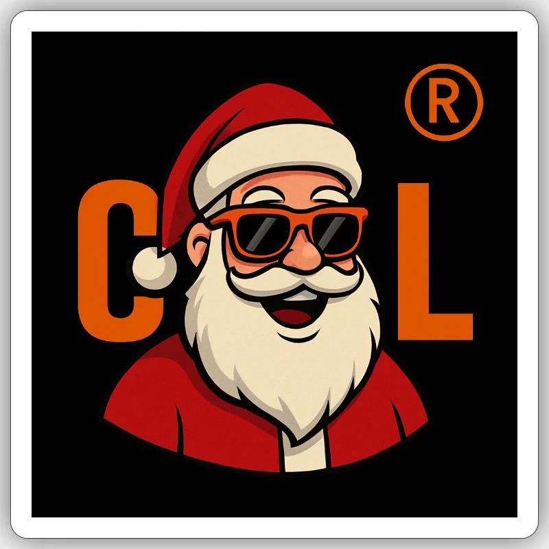Sinterklaas avec lunettes de soleil - Sticker taille S (10 x 10 cm) - blanc mat