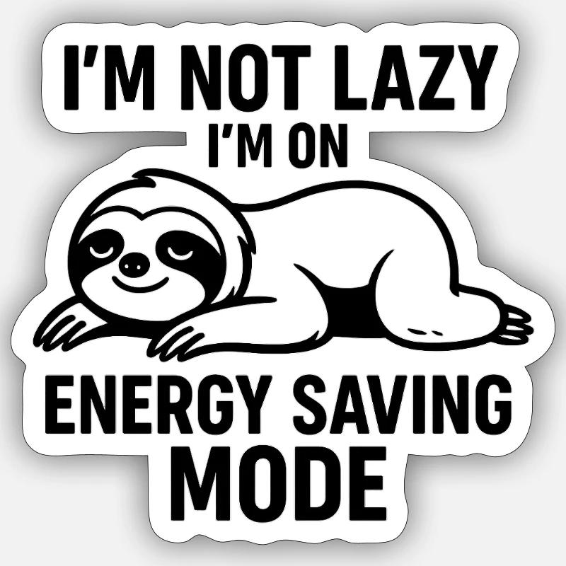 Sloth Power Saving Mode - Sticker size S (10 x 10 cm) - white matte