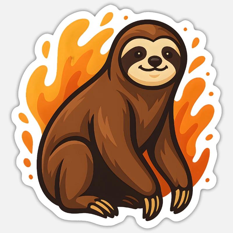Flaming sloth - Sticker size S (10 x 10 cm) - white matte