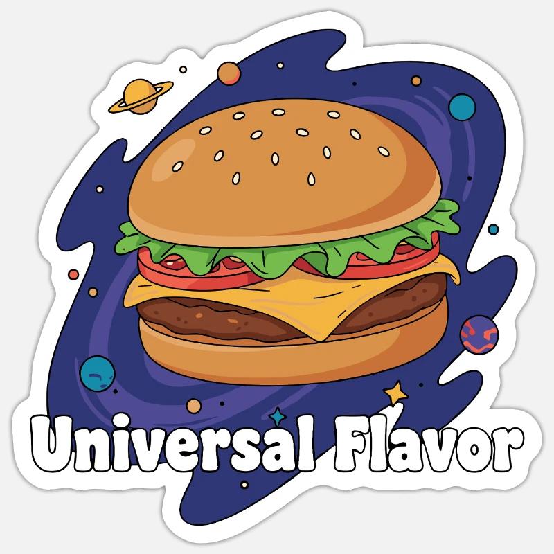 Kosmos Hamburger Universal Geschmack - Sticker Größe S (10 x 10 cm) - Mattweiß