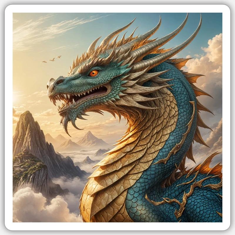 Dragon de Feu - Sticker taille S (10 x 10 cm) - blanc mat