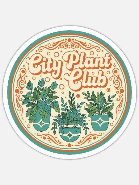 City Plant Club - Sticker Größe S (10 x 10 cm) - Mattweiß