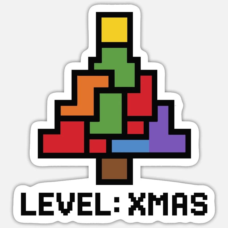 LevelXmas Pixel Tree - Sticker size S (10 x 10 cm) - white matte