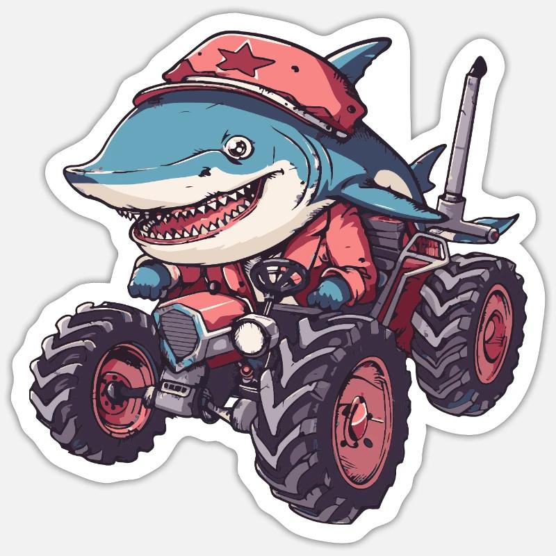 Éleveur de tracteurs requins - Sticker taille S (10 x 10 cm) - blanc mat