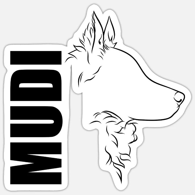 Mudi Profil Hunde Hund Wilsigns - Sticker Größe S (10 x 10 cm) - Mattweiß