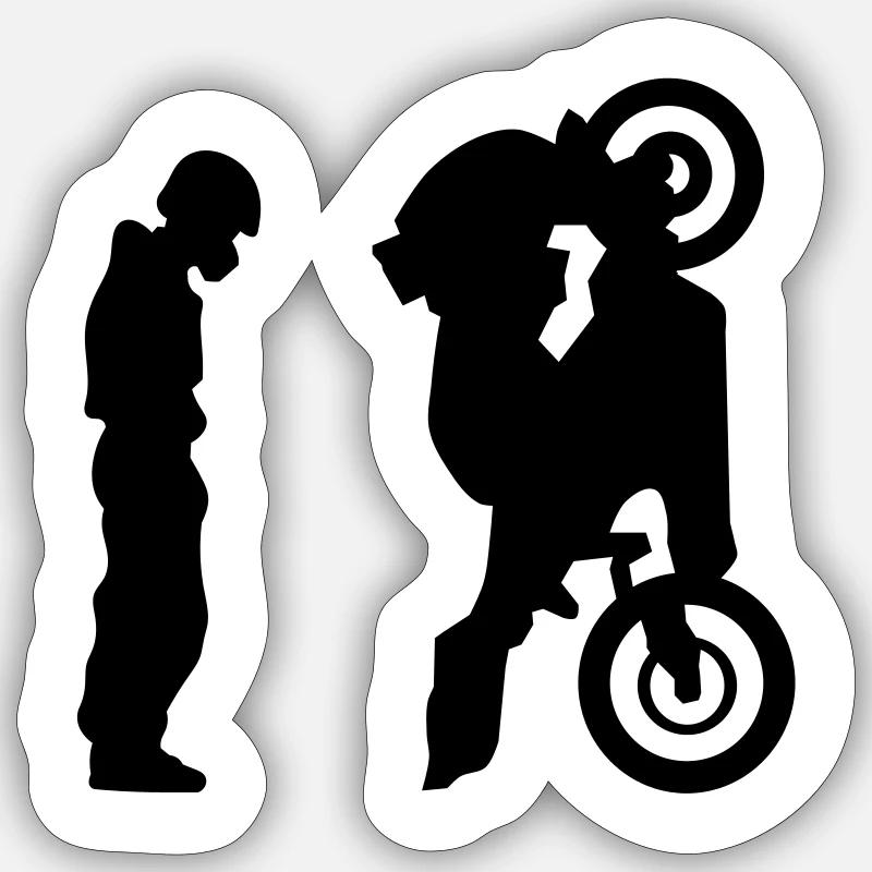 motocyclette - Sticker taille S (10 x 10 cm) - blanc mat