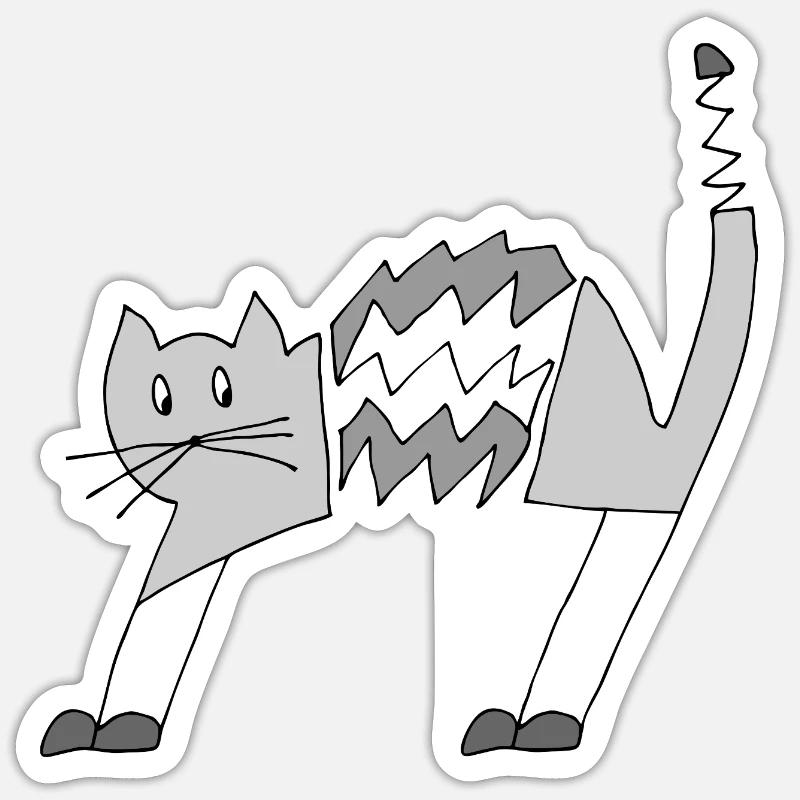 Katze - Sticker Größe S (10 x 10 cm) - Mattweiß