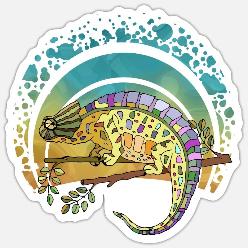 Caméléon - Sticker taille S (10 x 10 cm) - blanc mat