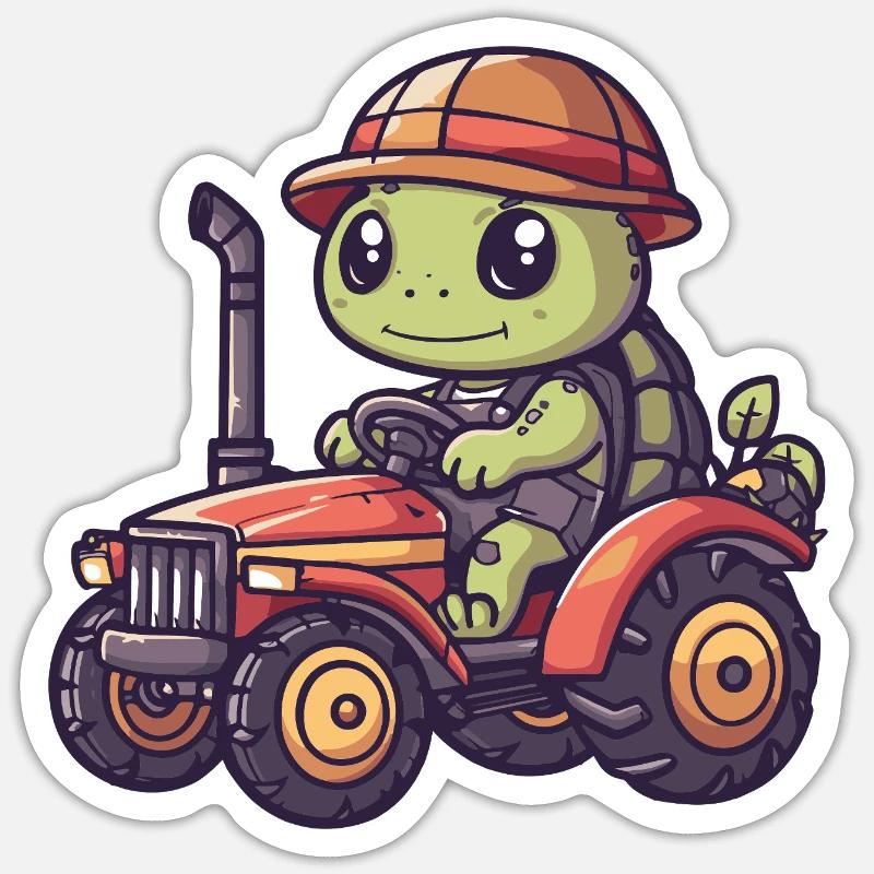 Turtle Tractor Farmer - Sticker size S (10 x 10 cm) - white matte
