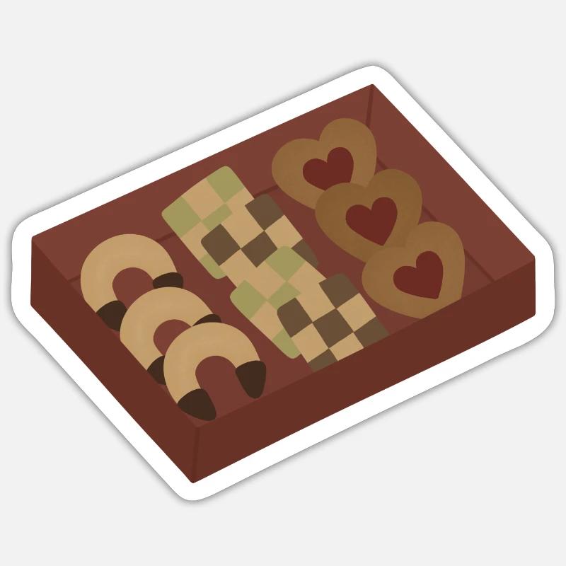 Biscuits de Noël dans une boîte - Sticker taille S (10 x 10 cm) - blanc mat