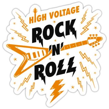 Guitare rock n roll haute tension - Sticker taille S (10 x 10 cm) - blanc mat - Devant