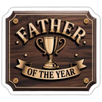Vater des Jahres - Lustiger Papa T-Shirt - Sticker Größe S (10 x 10 cm) - Mattweiß - Vorne