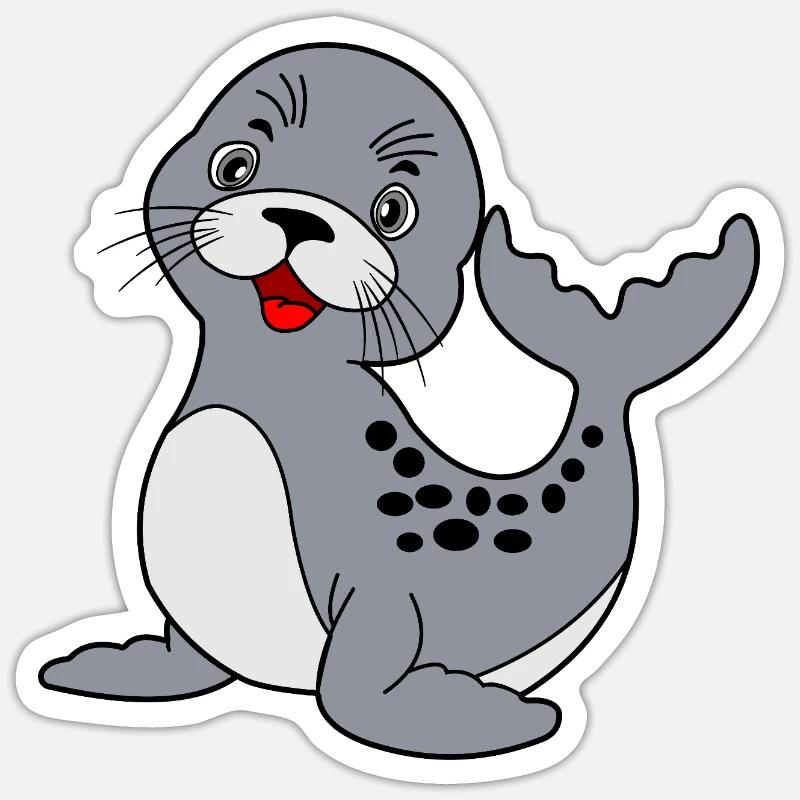 Phoque - Sticker taille S (10 x 10 cm) - blanc mat