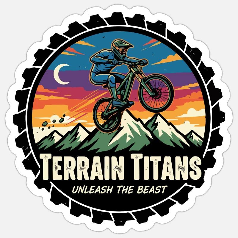 Terrain Titans MTB Sunset Dash - Sticker Größe S (10 x 10 cm) - Mattweiß