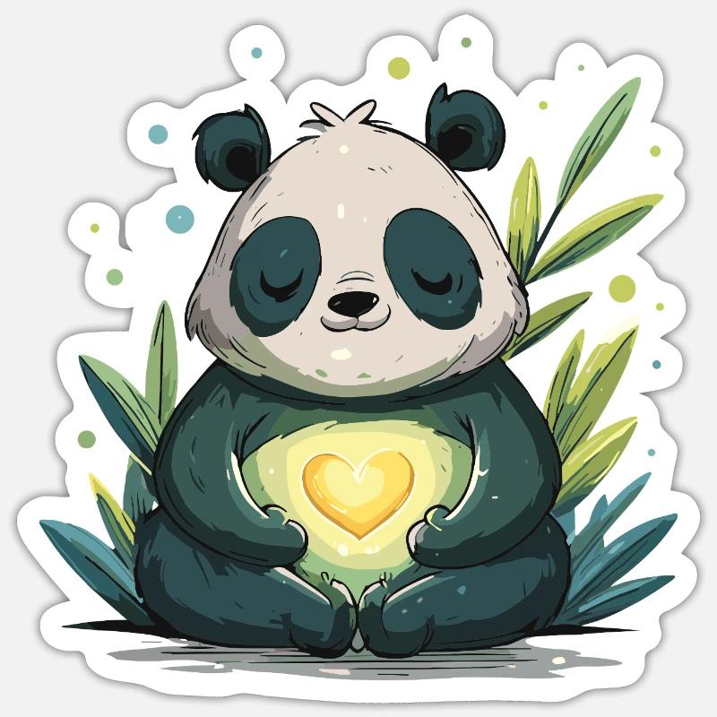 Panda Herzleuchte - Sticker størrelse S (10 x 10 cm) - mat hvid