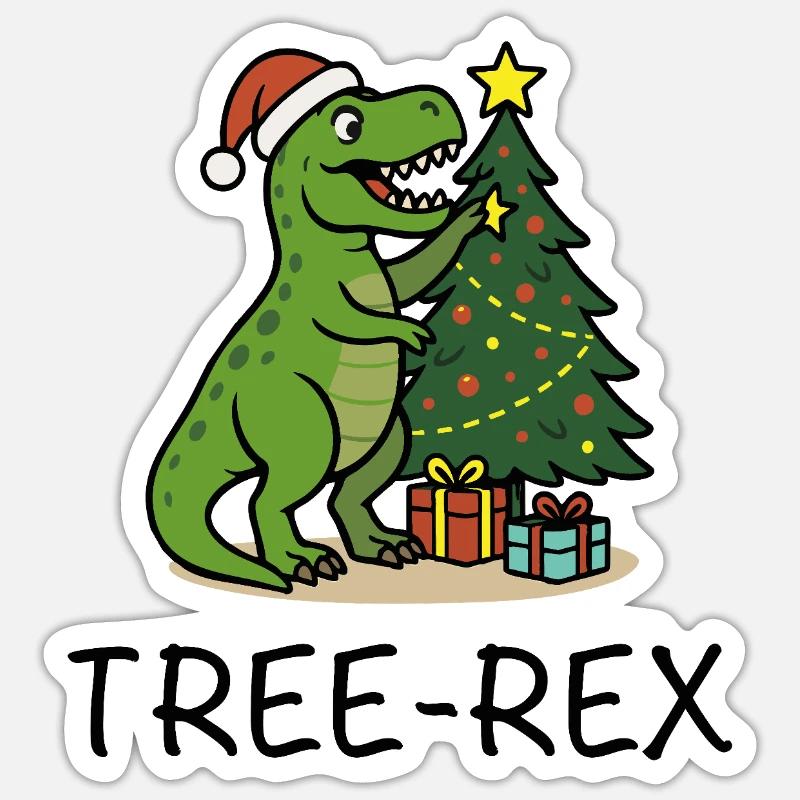 Tree-Rex – Ugly Christmas Style - Sticker Größe S (10 x 10 cm) - Mattweiß