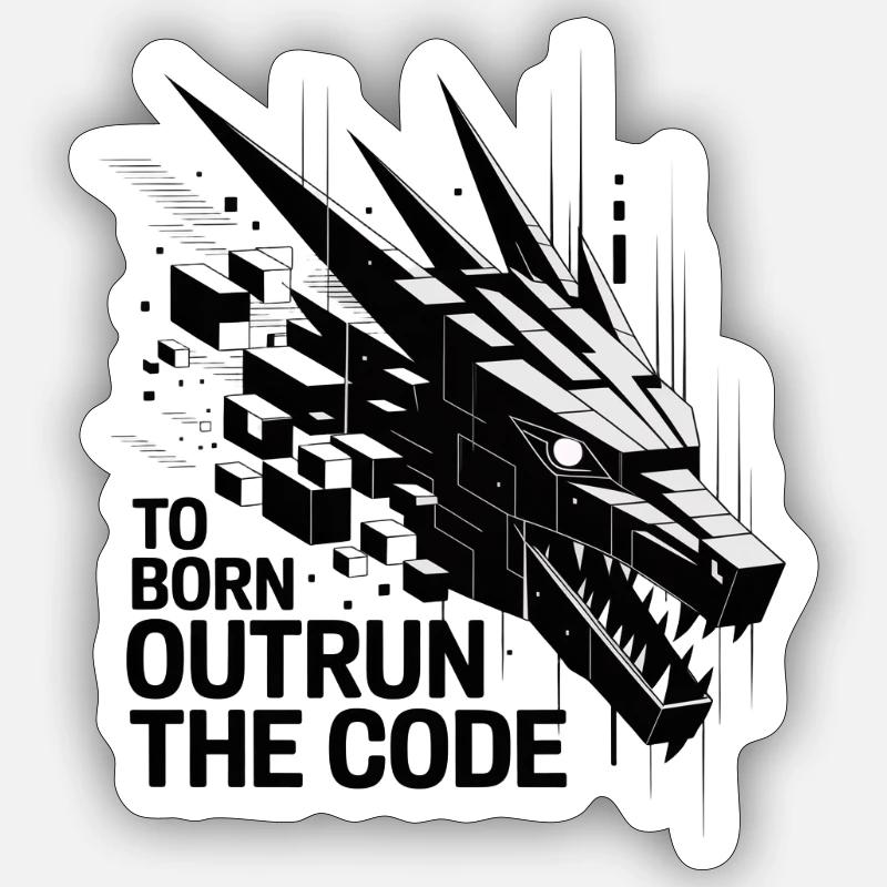Geometric Dragon Outrun Code - Sticker size S (10 x 10 cm) - white matte