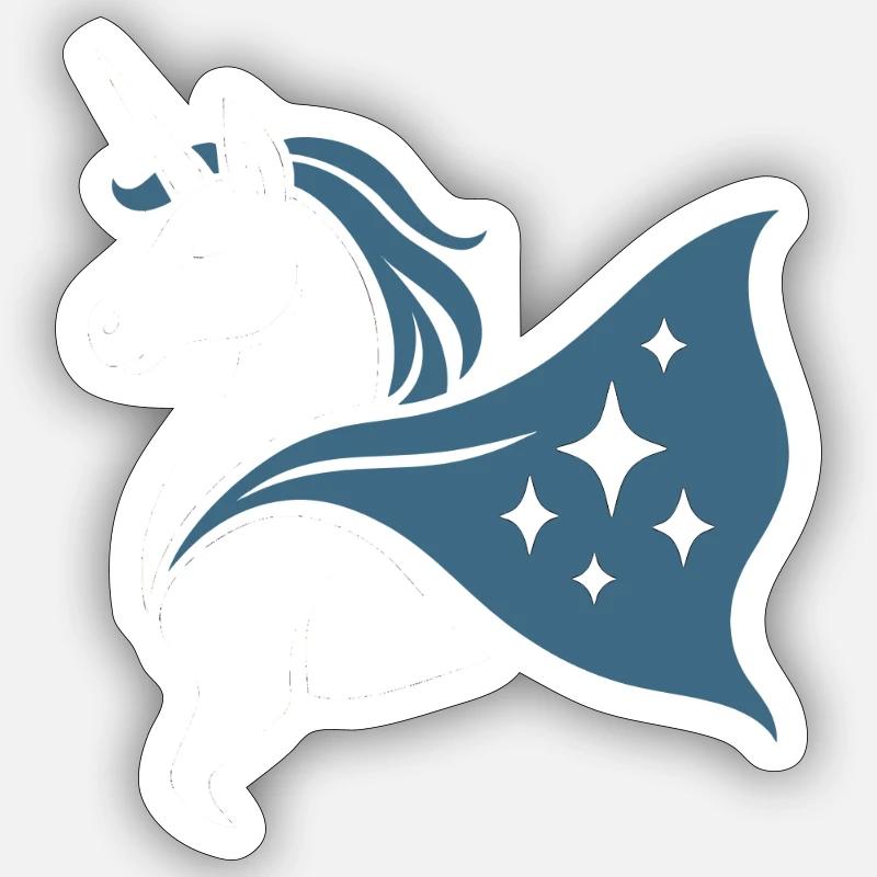 Starkes Sternen Einhorn, Edle Superheldin - Sticker Größe S (10 x 10 cm) - Mattweiß