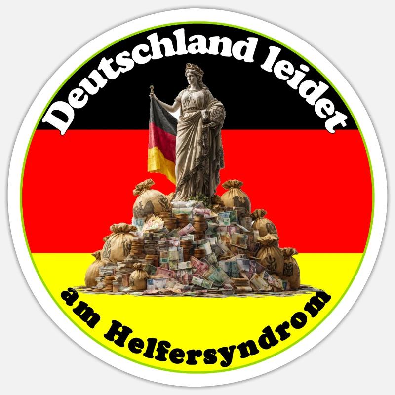 Germany has a helper syndrome - Sticker size S (10 x 10 cm) - white matte