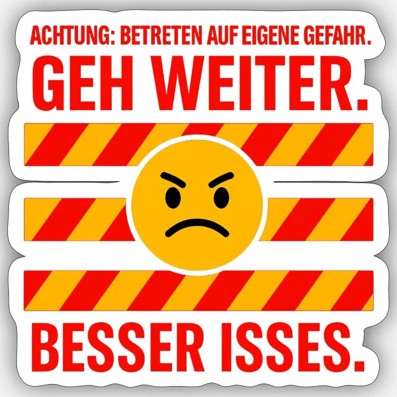 Attention : Gag de « Go on » - Sticker taille S (10 x 10 cm) - blanc mat