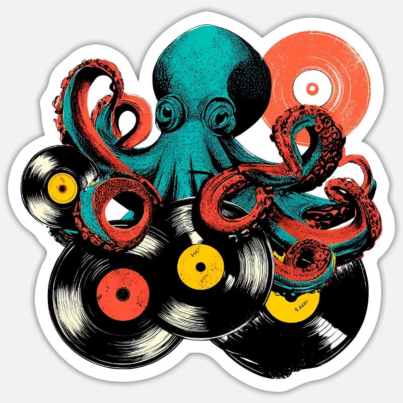 Mix vinyle Octopus - Sticker taille S (10 x 10 cm) - blanc mat