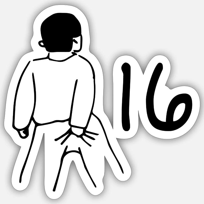 16th Birthday - 16 Years Old - Sticker size S (10 x 10 cm) - white matte