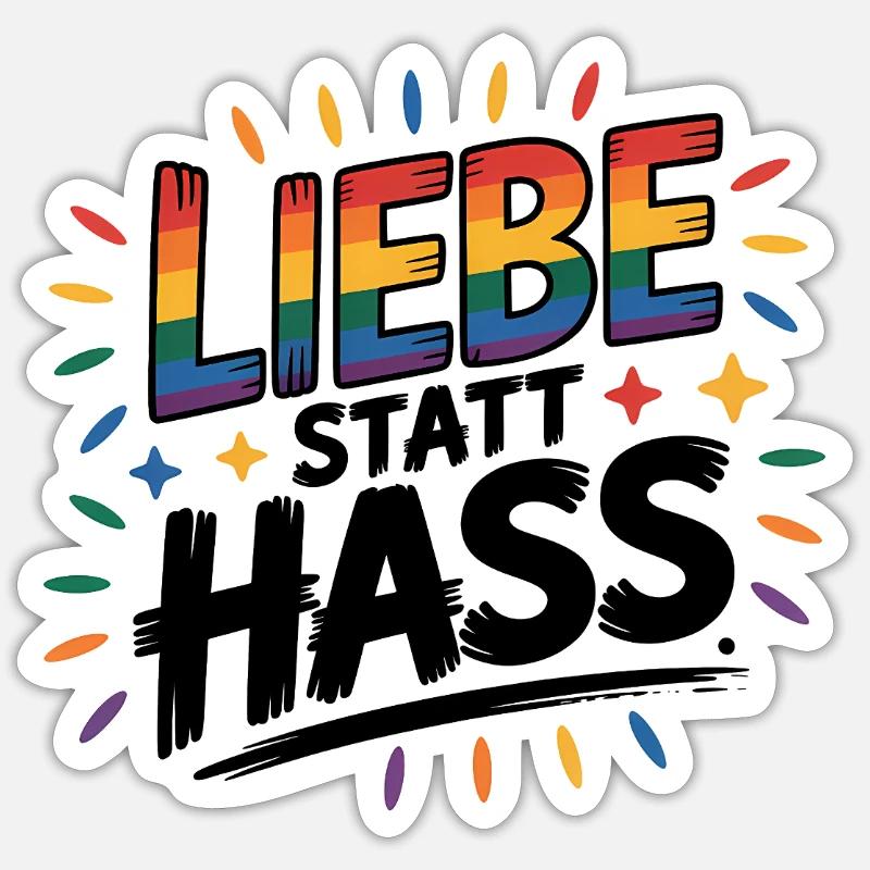 Love Instead Than Hate - Logo Cool Pride Sticker taille S (10 x 10 cm)