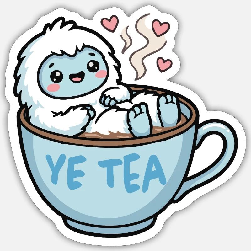 Yeti im Teebecher Sticker Größe S (10 x 10 cm)