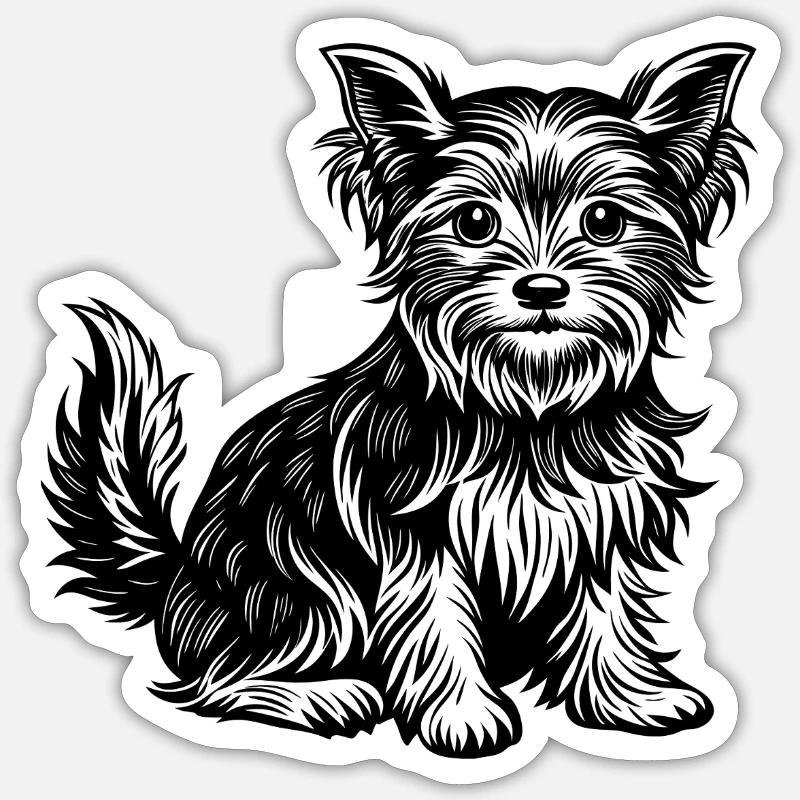Yorkshire terrier - Sticker taille S (10 x 10 cm) - blanc mat