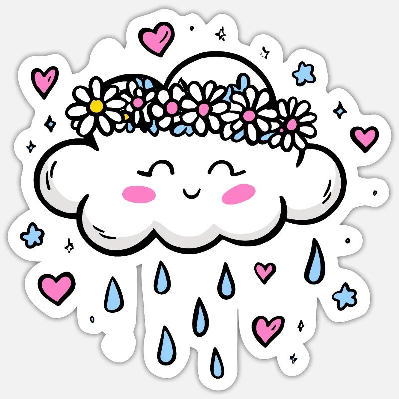 Cloud Wreath Rain Love - Sticker size S (10 x 10 cm) - white matte
