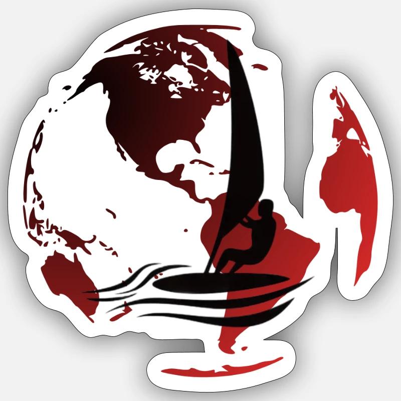Globe Windsurf - Sticker Größe S (10 x 10 cm) - Mattweiß