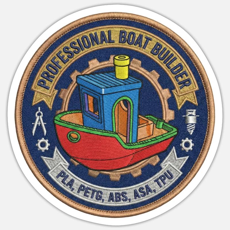 Professional Boatbuilder Benchy Patch - Sticker size S (10 x 10 cm) - white matte