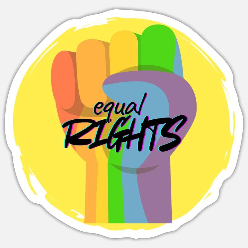 Rainbow Fist Pride Equality - Sticker size S (10 x 10 cm) - white matte