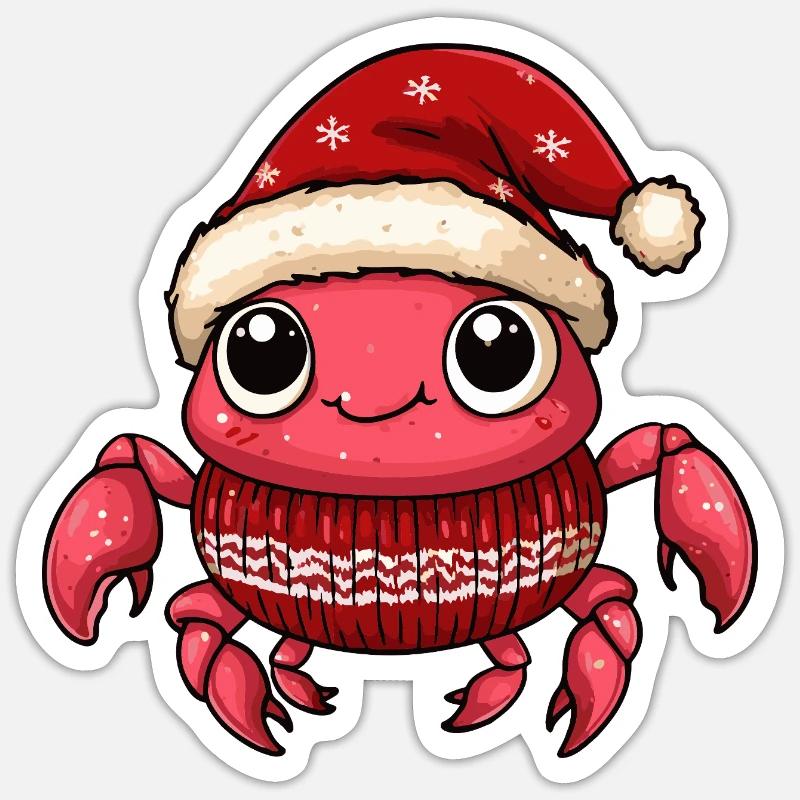 Noël de Crabe Crabe - Sticker taille S (10 x 10 cm) - blanc mat