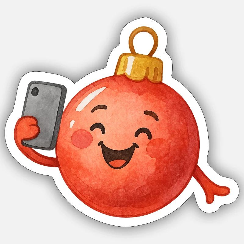 Fröhliche Weihnachtskugel Selfie Sticker Größe S (10 x 10 cm)