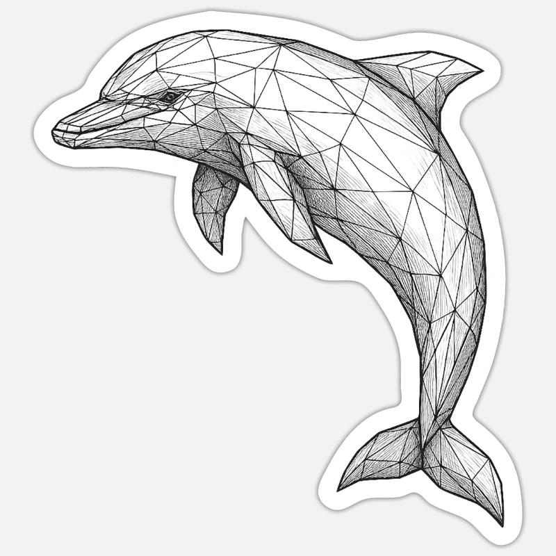 Geometric Polygon Dolphin - Sticker size S (10 x 10 cm) - white matte