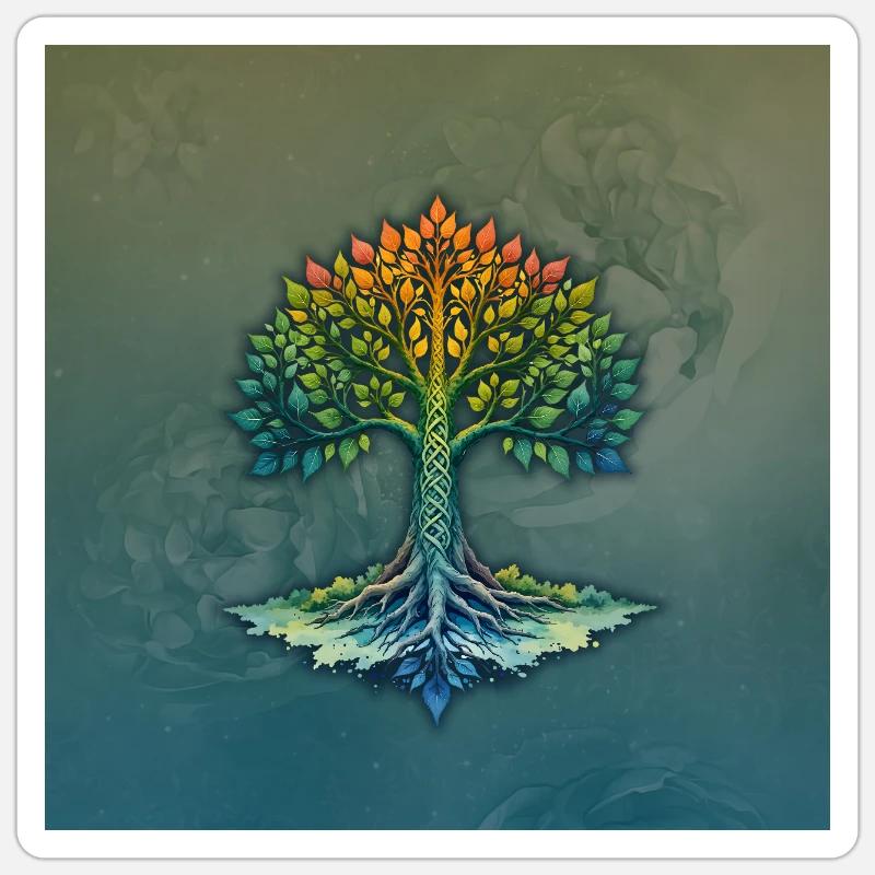 Braided Rainbow Tree Sticker size S (10 x 10 cm)