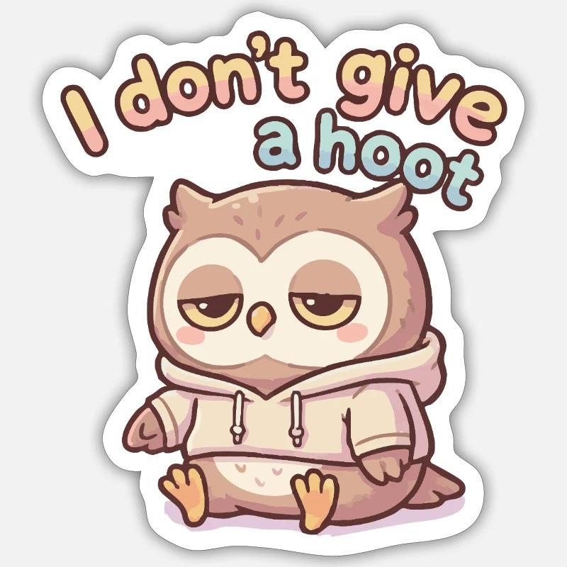 Lazy Owl Pullover Hoodie Saying - Sticker size S (10 x 10 cm) - white matte