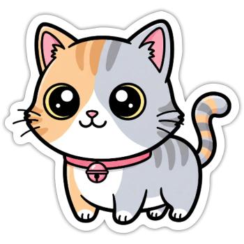 Calico Kitten Collar Charm - Sticker size S (10 x 10 cm) - white matte - Front