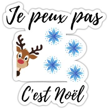 Santa Reindeer T-shirt - Sticker Größe S (10 x 10 cm) - Mattweiß - Vorne