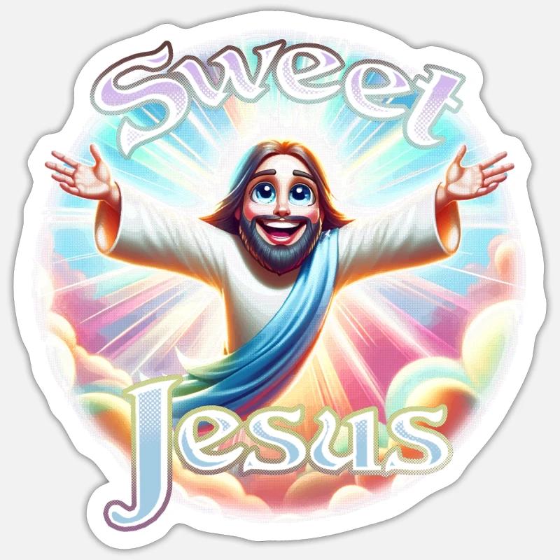 Doux Jésus - Sticker taille S (10 x 10 cm) - blanc mat