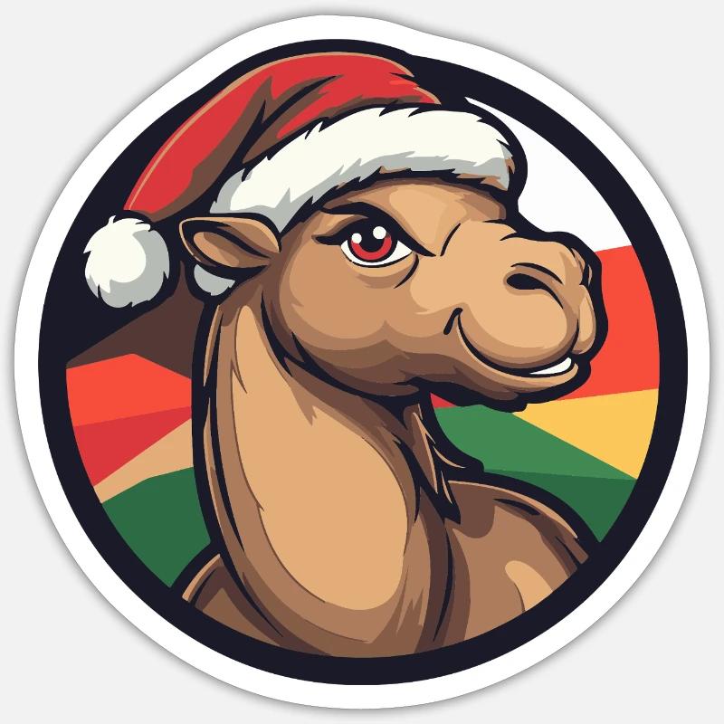 Kamel mit Weihnachtsmütze - Sticker Größe S (10 x 10 cm) - Mattweiß