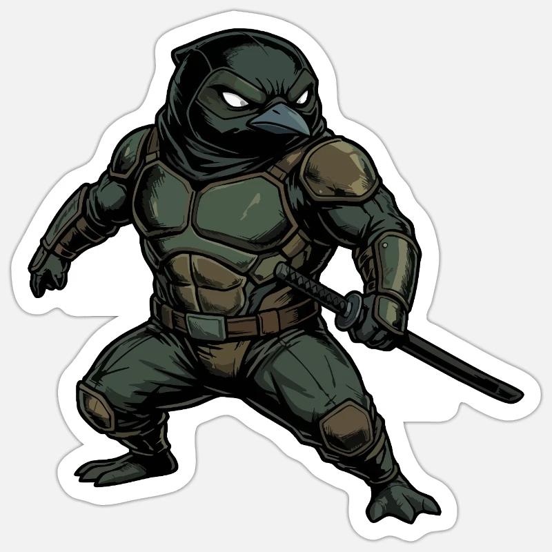 Fierce Penguin Ninja - Sticker size S (10 x 10 cm) - white matte